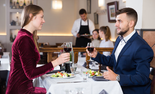 Couple on romantic date at restaurant