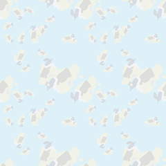UFO military camouflage seamless pattern in light blue and different shades of grey and beige colors