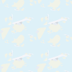 UFO military camouflage seamless pattern in light blue and different shades of grey and beige colors