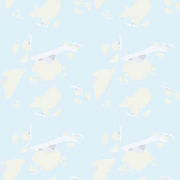 UFO military camouflage seamless pattern in light blue and different shades of grey and beige colors © Ko_Te