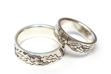 Silver engagement rings with engraving according to the author's sketch.