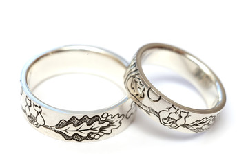 Silver engagement rings with engraving according to the author's sketch.