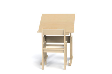 Children's small wooden table and chair.