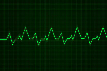 Naklejka premium Heartbeat. Cardiogram graph. Green line on display