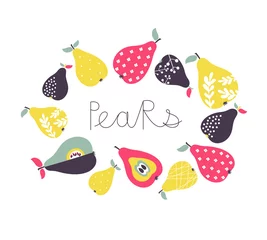 Meubelstickers Vector cartoon pears collection © Tetiana