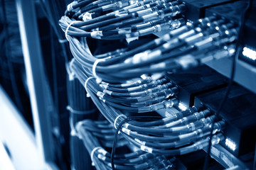 Network panel, switch and cable in data center