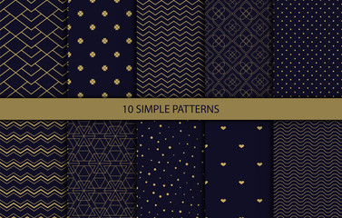 Set of 10 simple geometric patterns. 