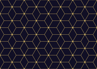 Abstract geometric   golden graphic design pattern. Vector seamless  geometric cubes pattern.