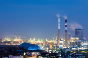 power plant at night