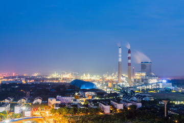 thermal power plant at night