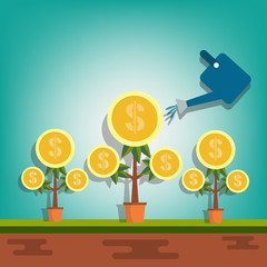 growing Money and plant, Saving money concept