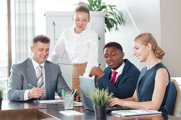 Business people working together at conference table