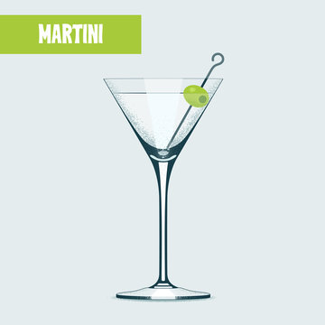 Martini cocktail glass vector illustration