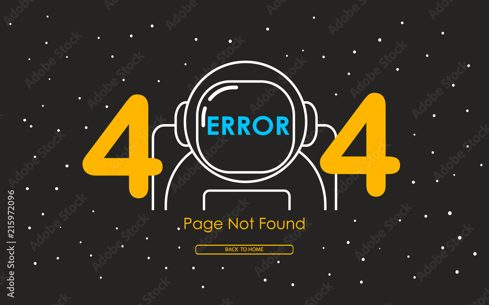 Poster 404 error with astronaut line in galaxy background