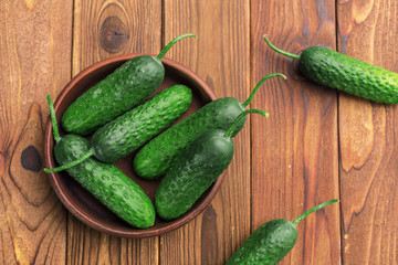 Cucumber on wooden background