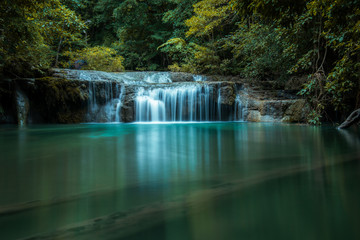 waterfall nature season spring in forest Kanchanaburi, thailand