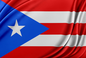 Fototapeta na wymiar Puerto Rico flag with a glossy silk texture.