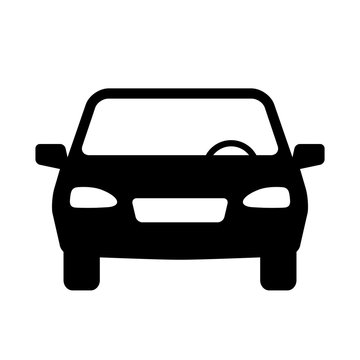 Black car vector icon, isolated object on white background
