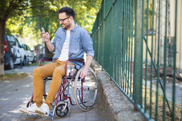 Naklejka premium Man in wheelchair