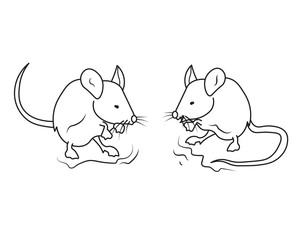 Two Gentle Mouse Talking Each Other Line Art