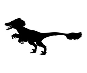 Fototapeta na wymiar Deinonychus silhouette dinosaur jurassic prehistoric animal