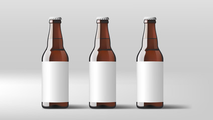 Realistic Clear Beer Bottles With White Label