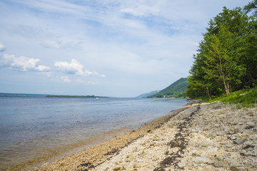 view of the Zhiguli mountains and the Volga river in the Samara region