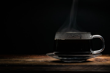 Obraz na płótnie Canvas Steaming Cup of Coffee with Copy Space Left