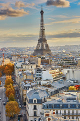 Aerial panoramic cityscape view of Paris, France