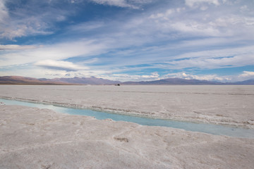 Salt water pool in Salinas Grandes Salt Flat - Jujuy, Argentina