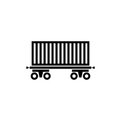 Cargo Wagon, Rail Car. Flat Vector Icon illustration. Simple black symbol on white background. Cargo Wagon, Rail Car sign design template for web and mobile UI element