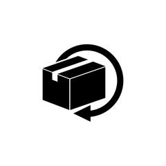 Delivery and Free Return Gifts or Parcels. Flat Vector Icon illustration. Simple black symbol on white background. Gear Rotation Direction sign design template for web and mobile UI element