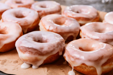 fresh donuts on paper