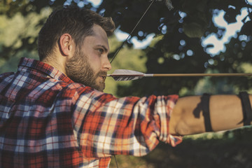 Young archer training with the bow