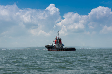 harbor tugboat in the bay of Cartagena. Colombia