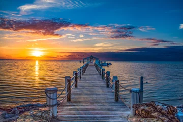 Fototapete Nachtblau Islamorada Florida Keys Dock Pier Sonnenaufgang