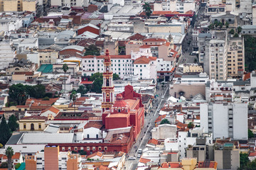 Aerial view of Salta City and San Francisco Church - Salta, Argentina
