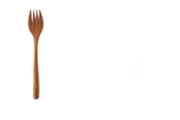 wood fork isolated white background