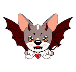 Fototapeta na wymiar Devil Dog with horns and bat wings