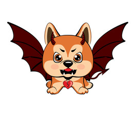 Devil Dog with horns and bat wings