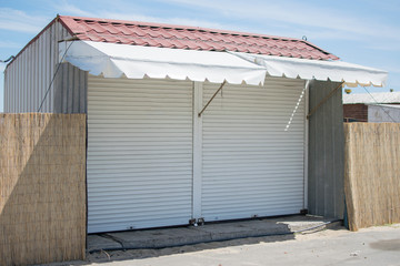 Naklejka premium The closed trading pavilion.