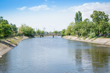Concrete channel with water.