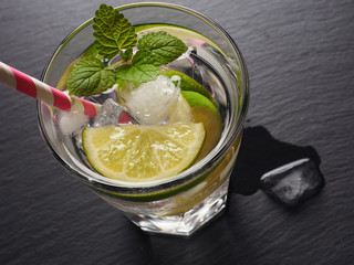 Mojito cocktail on dark slate