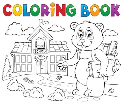 Coloring book school panda theme 2