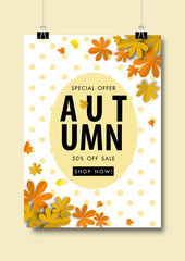 Autumn sale background set vector illustration template