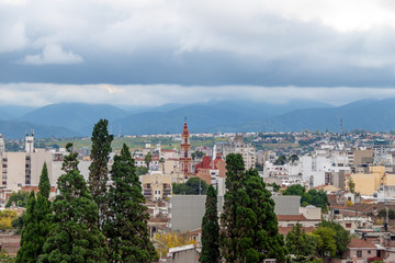 Naklejka premium Aerial view of Salta City and San Francisco Church - Salta, Argentina