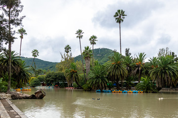 San Martin Park Lake and Cerro San Bernardo Hill on background - Salta, Argentina