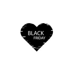 Illustration of an isolated line art heart icon with the text BLACK FRIDAY and glitch