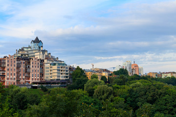 Fototapeta na wymiar View of historical neighbourhood Podil in Kiev, Ukraine