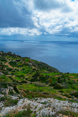Fototapeta na wymiar Mediterranean coastline of Malta island from high point.